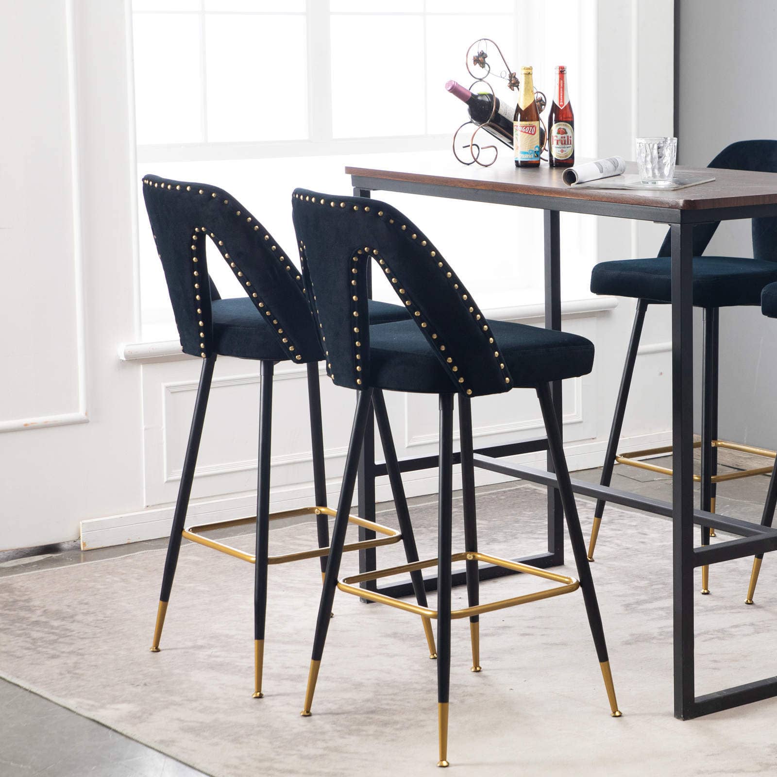 Black nailhead best sale bar stools